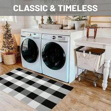 Buffalo Plaid Checkered Rug 2x3 Ft Front Door Mats, Washable Area Rugs For Front Porch Decor, Spring Summer Welcome Mats Outdoor, Black White Rug For Farmhouse/Entryway/Home Entrance,One-Size,BlackandWhite2x3Rectangular - BlackandWhite2x3Rectangular - View 5