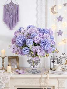 1支11.22英寸人造丝菊花、绣球花、仿真花，情人节礼物，逼真花卉装饰，适用于早午餐、DIY婚礼花束、派对、家居客厅、厨房、花园、酒店、办公室、Rama装饰、情人节、感恩节装饰、DIY花环、礼物、餐桌中心摆件、生日装饰、室内/室外装饰、散装人造塑料花、花瓶装饰、农舍家居装饰、波西米亚风婚礼 - 紫色 - 查看 1