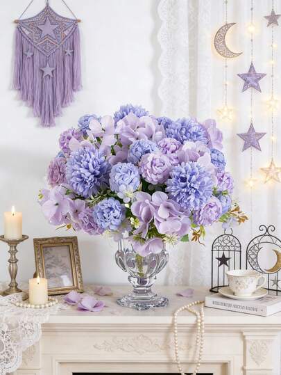 1pc 11.22 Inch Artificial Silk Chrysanthemum, Hydrangea, Artificial Flowers, Valentine's Day Gift, Realistic Floral Decor For Brunch, Suitable For DIY Wedding Bouquets, Parties, Home Living Room, Kitchen, Garden, Hotel, Office, Rama Decor, Valentine's Day, Thanksgiving Decor, DIY Wreaths, Gifts, Dining Table Centerpieces, Birthday Decor, Indoor/Outdoor Decoration, Bulk Artificial Plastic Flowers, Vase Decor, Farmhouse Home Decor, Boho Wedding