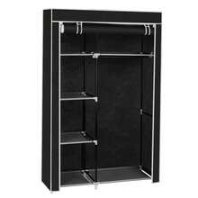 Black 64" Portable Closet Wardrobe With Shelves - Sturdy Clothes Rack Storage Organizer For Home Dorm Bedroom - 預設 - 查看 4