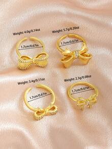 3pcs Elegant Fashion Gold Bowknot Rings, Suitable For Daily Wear, Accessories For All Seasons, Great Gift Item