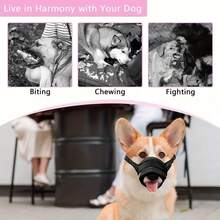 可调节宠物狗软嘴套，网状训练狗嘴套，防咬、防吠、防啃咬，宠物止吠狗嘴套 - 黑色 - 查看 3