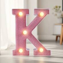 1个LED发光字母/数字灯，粉色发光字母，电池供电闪烁字母灯，适用于派对、求婚、婚礼、餐桌、墙面装饰、生日、客厅、卧室装饰 [不含电池] - 暖白色 - 查看 13