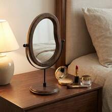 Wooden Vanity Mirror, Luxury Retro Style Rotating Makeup Mirror, Walnut Color, Suitable For Bedroom And Dorm - Multicolor - View 9