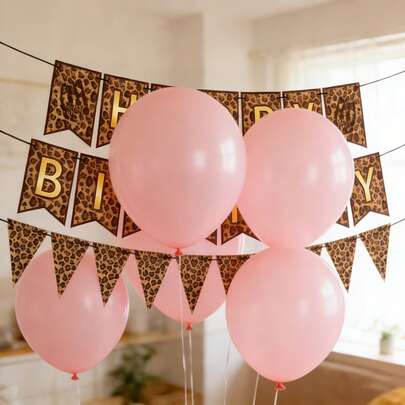 1 Set,Brown Leopard Print Happy Birthday Banner,Festive Wild Animal Theme Party Hanging Decoration,Happy Birthday Pennant Triangular Flags.Stylish Leopard Print Spot Design Birthday Party Decoration,Perfect For Birthday Party Supplies,Photo Props,Christening Decorations And Teen Parties!