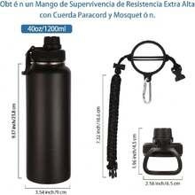 - Botellas de agua aisladas a granel,paquete de 2 unidades,botella deportiva de acero inoxidable de 40 onzas,con asa de paracaídas y tapa de boquilla,termo de agua de viaje(mix,juego de 2),36983814 - Rosa Pálido - Ver 2