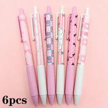 6pcs/Set Lightweight Pink Bow Ballpoint Pens, 0.5mm Fine Tip, Smooth Writing, Suitable For Office, Classroom, Adults, Home Office, Family, Education, Exams, Neutral Ink Pen Set, Holiday Stationery Gift, Back To School Gift - Multicolor - View 9