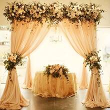 1 Set, Sheer Chiffon Fabric, 315 Inch Wedding Arch Drape Decor, For Wedding Ceremony, Curtain Fabric, Curtains And Halloween Backdrop Decor, Birthday Party Decoration, Stage, Swing, Tent, Wedding Table & Chair Decor - Champagne - View 7