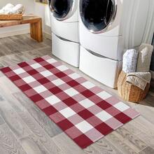 IOHOUZE Christmas Buffalo Plaid Rug 2x4.3 Ft Outdoor Indoor Doormat Red White Check Washable Area Rug Woven Cotton Checkered Front Porch Mat Christmas Decor For Front Door Entryway Home Entrance,One-Size,RedandWhite2x44inchRectangular - 紅白相間 2x44 吋長方形 - 查看 5