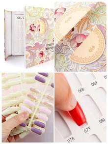 120 Colors Nail Polish Display Book, Includes 120 Pieces False Nails, Nail Polish Gel Display Chart, Nail Salon Studio Nail Art Sample Color Card Cardboard Nail Design Display Box - Multicolor - View 6
