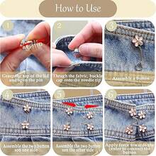 1/2/4对花朵扣腰带束腰带可拆卸腰夹裤扣配件腰带调节器 - 彩色 - 查看 10