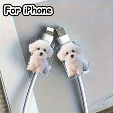 2/4/8pcs Cartoon Puppy & Owl Pattern Cable Protector, Cute & Fashionable Saver, Acrylic Material, Protect Charging Head, Earphone, Phone Cables From Breaking, Extend Data Cable Lifespan, Compatible With Android Type-C/Apple 20W Fast Charging Cable - Multicolor - View 23