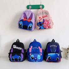 Stitch Printed Aesthetic Backpack - Multifunctional Lightweight Everyday Bag, Suitable For Commuting, Travel Or Casual Outings, Also A Great Back-To-School Essential And Gift Choice - Fabric Daily Backpack With Multiple Pockets For Organizing Books, Electronics And Personal Items - Multicolor - View 3