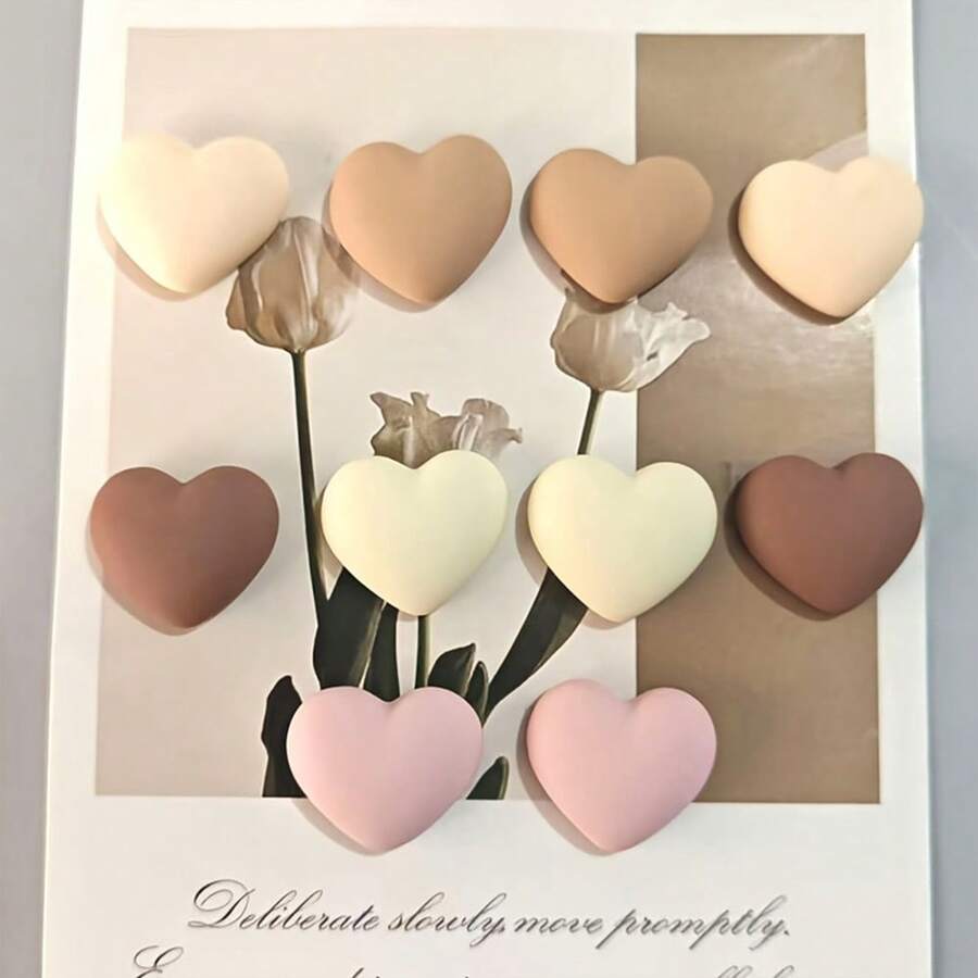 10pcs Set High Quality Light Color Heart Shaped Refrigerator Magnets - Minimalist Decor Fridge And Whiteboard Magnets, Perfectly Suitable For Office Whiteboard, Storage Cabinet And Dishwasher, Ideal For Kitchen And Home Decor, Also A Delicate Valentine's Day Gift. - 10pcs - View 1