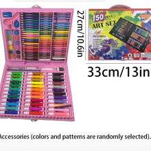 一套42/208支彩色铅笔套装，儿童绘画画笔礼盒，可水洗马克笔套装，送给年轻艺术家的完美礼物，涂鸦玩具画笔，多种颜色适用于任何绘画场景，释放孩子的艺术天赋 - 208 Style Set 粉紅色 - 查看 11