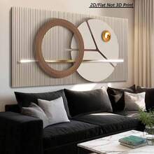 1-Piece Brown And White Minimalist-Style Canvas Wall Art, Medium-Sized Gallery Wrapped Geometric Print, Ready To Hang Home Decor For Living Room, High-Quality Printed Artwork With Sturdy Wrapped Frame, Perfect For Modern Interior Design - Multicolor - View 2