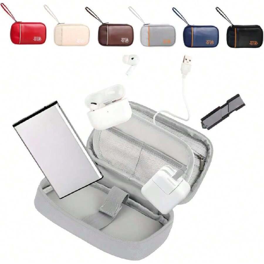 Organizador de Cables y Accesorios Electrónicos,Estuche Organizador Portatil de Viaje, Diseño Compacto para Cables, Cargador, Teléfono, USB, Tarjeta SD,Gris,36986231 - Verde - Ver 1
