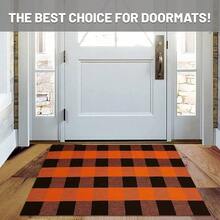 Fall Buffalo Plaid Check Rug Outdoor Doormat 27.5 X 43 Inches Washable Woven Outdoor Indoor Welcome Mats For Front Door/Farmhouse/Entryway/Home Entrance Black And Orange Outdoor Rug,One-Size,OrangeandBlack24inchx38inchRectangular - 橙黑相間 24 英吋 x 38 英吋長方形 - 查看 10