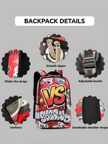 1pc Cartoon Print Backpack, Suitable For School, Laptop, Notebook, Teens, Travel, Sports, Work - Stylish Large Capacity Bag - Brown - View 6