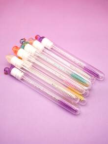 1/5/10pcs Cute Transparent Duck Eyelash Brush, Eyelash Extension Spiral Brush, Portable Tube Eyelash Brush, Crystal Handle Brush,Giveaways - Multicolor - View 4