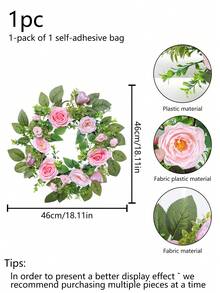 1pc Artificial Rose Green Plant Flower Ring Hanging Decor, Suitable For Valentine's Day, Wedding Party Scene Atmosphere Decoration, Home Living Room Bookshelf Or Window Sill Decoration, As Well As Home Living Room, Outdoor Corridor And Garden Decoration Throughout The Year. - Multicolor - View 15