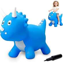 Dinosaurio Hinchable para Saltar, Tolva Inflable de Animales para Niños. Bouncy Boing, Inflatable Hopping Farm Animals con Air Pump, Bouncing y Active Play para Niñas y Niños (Azul),36985814 - Azul y blanco - Ver 1