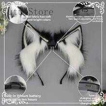 Tienda Tutu Orejas Móviles Motorizadas Cosplay Sensor de Movimiento Sensor de Tacto Anime Convención Diadema de Orejas de Animal Realista Recargable Accesorio de Orejas de Gato Móvil - Máscaras Disfraz de Zorro de Halloween Festivo Navidad Tapiz Dec - Naranja eléctrica - Ver 6
