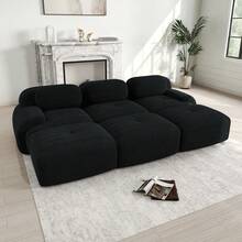 Sofas & Couches - Black + Corduroy + 3 Seat - View 2