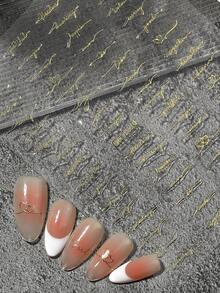 4pcs Letter Nail Art Stickers, Gold, Silver, Black, White Holographic Self-Adhesive Decals, DIY Nail Art Accessories Tools, Nail Supplies Nails - Multicolor - View 6