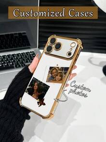 1 carcasă de telefon personalizată cu 2 fotografii, din TPU transparent electrolizat, anti-cădere, cu 4 colțuri, compatibilă cu Apple 17 Pro Max/16 Pro Max/15 Pro/14 Plus/13/12/11/XR/XS MAX și S25 Ultra/S24 Ultra/S23 Ultra/S22 Ultra/S21 Ultra/S21 Plus/S21 FE/S20 FE, la modă, colorată, drăguță, distractivă, minimalistă, model kawaii personalizată, unică, cadou ideal pentru iubit, prietenă.