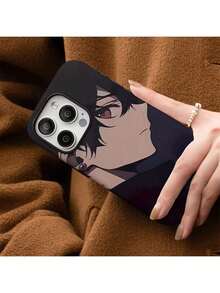 Perfil masculino de anime La funda de teléfono desmontable 2 en 1 para iPhone 16/15/14/13/12/11 Pro Max Plus presenta una carcasa dura mate con patrones únicos y es una excelente opción para regalos de novio/novia. - Blanco - Ver 3
