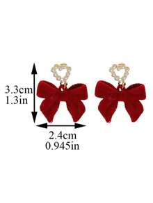 1 Đôi bông tai đính nơ màu đỏ dễ thương, ngọt ngào, thanh lịch, thích hợp cho các bé gái, ngày Valentine, đeo hàng ngày và các lễ hội. - Đỏ - Xem 6