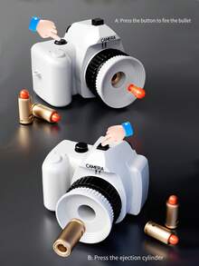 1pc Spy Mini Camera Stress Relief Toy, Camera Launcher Backpack Keychain One-Click Pendant Gift, Random Color Ejection Shell - Multicolor - View 3