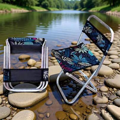 1件装便携式折叠钓鱼椅，轻便可折叠凳，户外露营野餐长椅