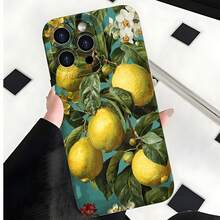 2026 nueva funda de teléfono esmerilada, funda de teléfono con estampado floral de limón para  17 15 Pro Max  17 14 Pro  17 13  Galaxy S23 S22 S21 funda de protección para teléfono, funda de pareja, regalo para novio novia, regalo de vacaciones - Azul Klein - Ver 4