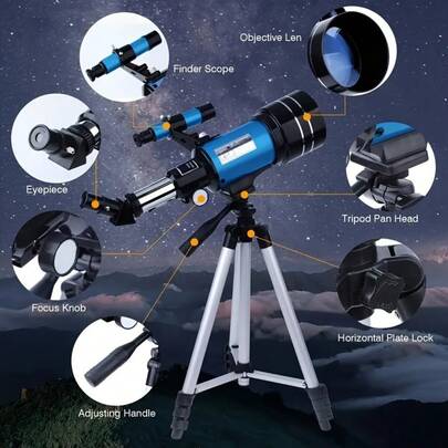150X Professional Astronomical Telescope, 70mm Aperture Refractor Telescope, Suitable For Astronomy Beginners, With Phone Adapter For Travel Photography, An Ideal Gift For Adults And Students, Camping Equipment, Camping Essentials