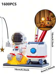 1600片宇航员桌面收纳盒/熊猫笔筒积木套装，DIY 3D拼图组装模型，创意益智玩具，家居装饰，生日/万圣节/圣诞节礼物 - 彩色 - 查看 17