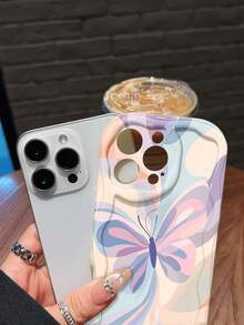 Arte de mariposas pastel con líneas fluidas y etéreas. Esta elegante funda es compatible con los modelos  17, 16, 15, 14 Pro Max, 13, 12, 11, XR y XS Plus. Fabricada en silicona, ofrece protección contra golpes y caídas, además de una sensación superior. Es un regalo ideal para familiares, amigos y seres queridos, y una opción perfecta para Año Nuevo. - Blanco - Ver 4