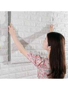 20片3D立体墙贴，易于粘贴和撕除，适用于墙纸表面，纯白色长方形自粘防水墙贴，易于清洁且可自由裁剪，适用于厨房、客厅、浴室、走廊等场所。 - 彩色 - 查看 3