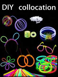 50/100 8-Inch Party Glow Stick Set, Ultra-Bright Glow Sticks That Can Glow In The Dark For 9 To 13 Hours Continuously. You Can Also DIY Bracelets, Party Glasses, Necklaces, Earrings, Balls, Etc. - Colorful - View 3