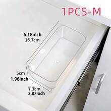 Bộ 1/4/8 hộp đựng đồ trong suốt đơn giản, hộp đựng vật dụng nhỏ, hộp đựng mỹ phẩm và dụng cụ trang điểm, hộp sắp xếp ngăn kéo. - Trong sáng - Xem 9