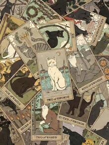 72pcs Vintage Cat Tarot Card Stickers For Scrapbooking, Luggage, DIY Phone Case, Room Decor, Creative Sticker Scrapbook Supplies Funny Stickers Laptop Stickers Kindle Phone Stickers - Multicolor - View 1