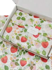 5/10/20/40张草莓图案礼品包装纸，20*14英寸，适用于春夏季节、婚礼、情人节、生日礼物包装、花束包装、礼品袋填充和派对礼物。 - 彩色 - 查看 2