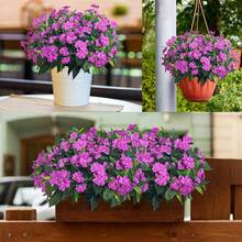 1 pieza - 5 tallos/1 ramo - Gypsophila artificial, flores de seda, plantas falsas para el hogar, jardín exterior, porche, decoración interior/exterior, corona, decoración de boda para jardín - Morado - Ver 2