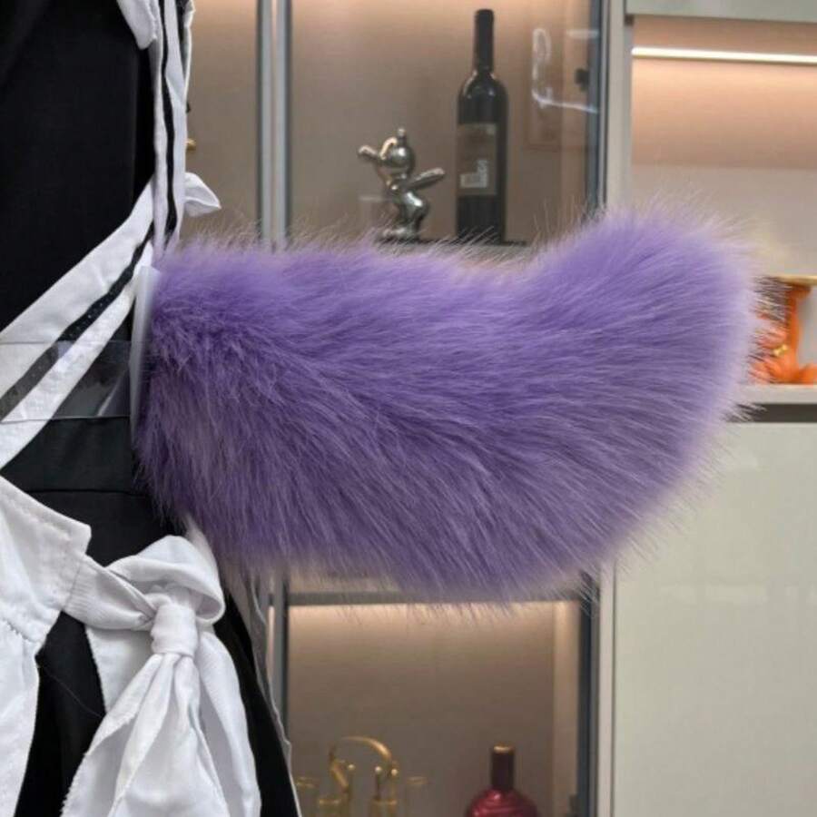 Peluca de cola eléctrica controlada por voz, estilo anime súper lindo, piel sintética para cosplay, Halloween, día de San Valentín, disfraces de carnaval, diseño divertido, material duradero, tapiz de árbol de Navidad, decoración de pared, diadema de calabaza, diadema de orejas de animal para amigos de Halloween, disfraz de cosplay - Taro morado - Ver 1