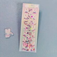 1pc Cute Rabbit Series Stickers, Rainbow Rabbit & Metallic Glitter, Suitable For K-Pop Fandom, Diary Decoration, And Daily Use - Multicolor - View 18