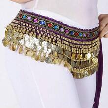 1pc Outfits Belly Dance Glitter Sequins Tassel Skirts, Fashionable Dancing Waist Belt Skirts For Belly Dance - Multicolor - View 16