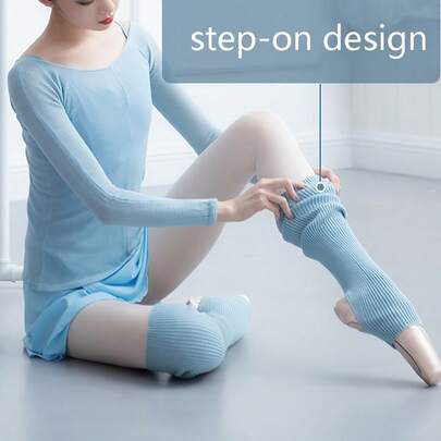 Ballet Yoga Gymnastics Competition Knitted Leg Guards, Dance Practice Warm-Up Warm Long Leg Guards.