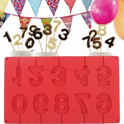 Number 0 - 9 Silicone Candy Molds Numbers Lollipop Mold Candle Candy Chocolate Birthday Cake Decoration