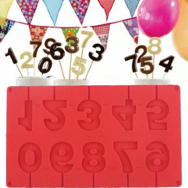 Number 0 - 9 Silicone Candy Molds Numbers Lollipop Mold Candle Candy Chocolate Birthday Cake Decoration